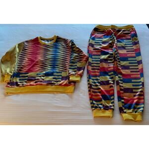 Wolf & Badger Co Ord Lux Tracksuit - Kente Ohema-Ohene African Inspired Sm. New